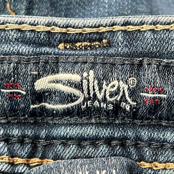 Silver Suki Jeans Skinny Womens 26/29 Blue Stretch Denim Heavy Stitching - Picture 4 of 10
